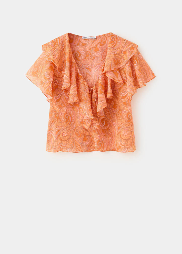 Ruffles printed blouse — Orange