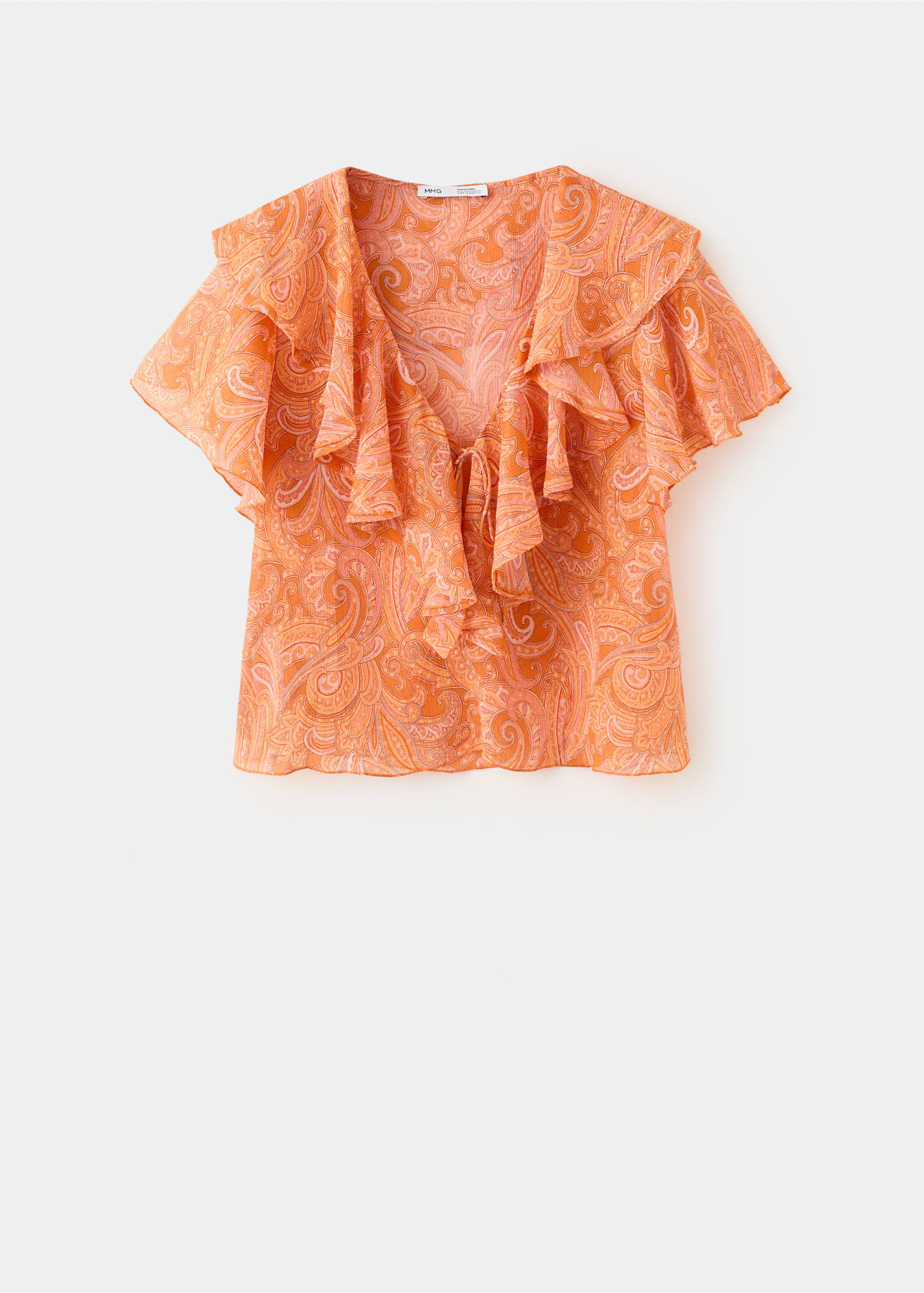 Blouse imprimée à volants - Article sans modèle, Orange. Ref: 37081486-00.