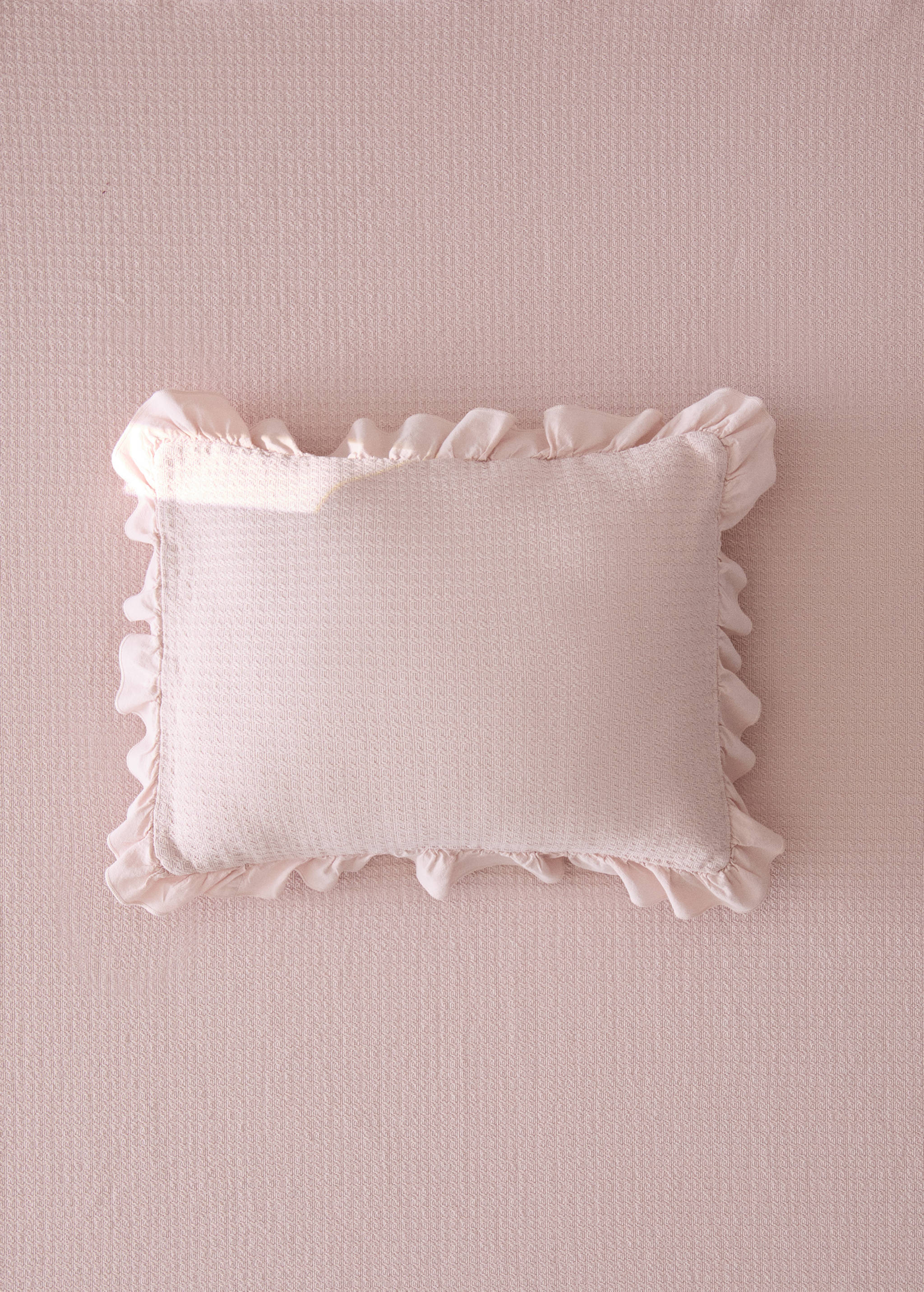 Mini cot cushion cover cotton jacquard ruffle 30x40 cm - General plane