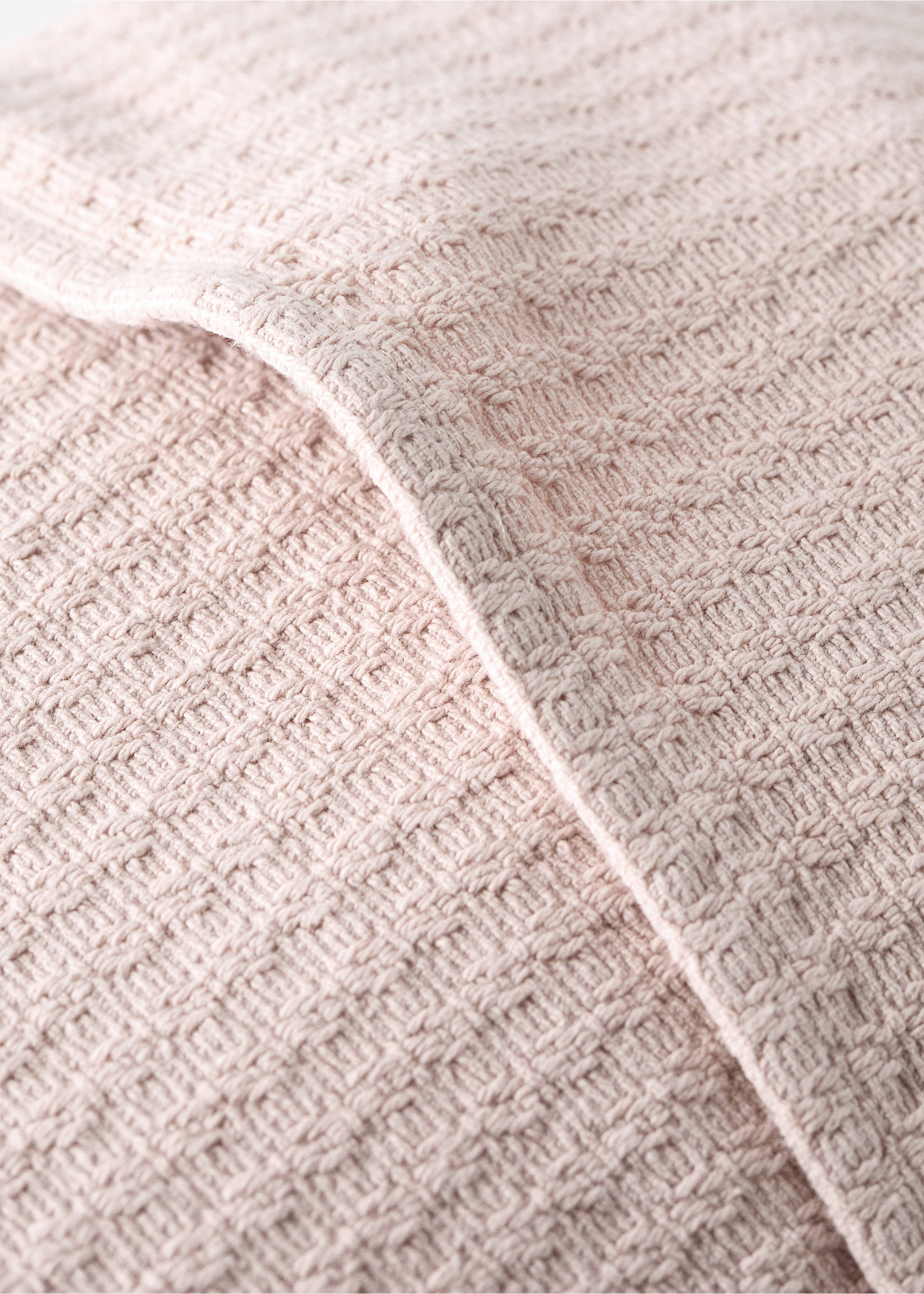 Mini cot cushion cover cotton jacquard ruffle 30x40 cm - Details of the article 3, Nude. Ref: 37081487-00.