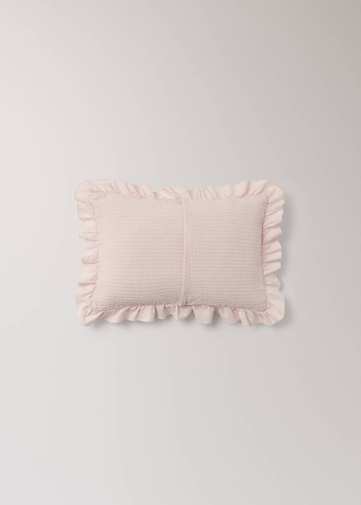 Mini cot cushion cover cotton jacquard ruffle 30x40 cm — Nude