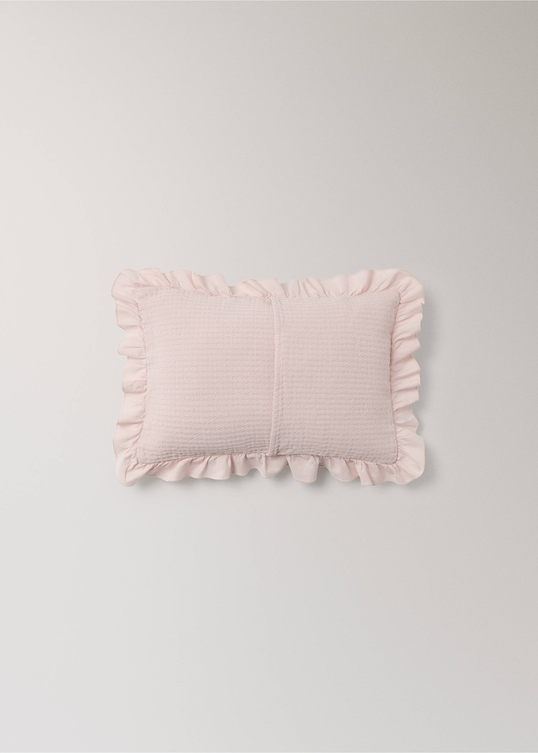 Mini cot cushion cover cotton jacquard ruffle 30x40 cm - Details of the article 4, Nude. Ref: 37081487-00.
