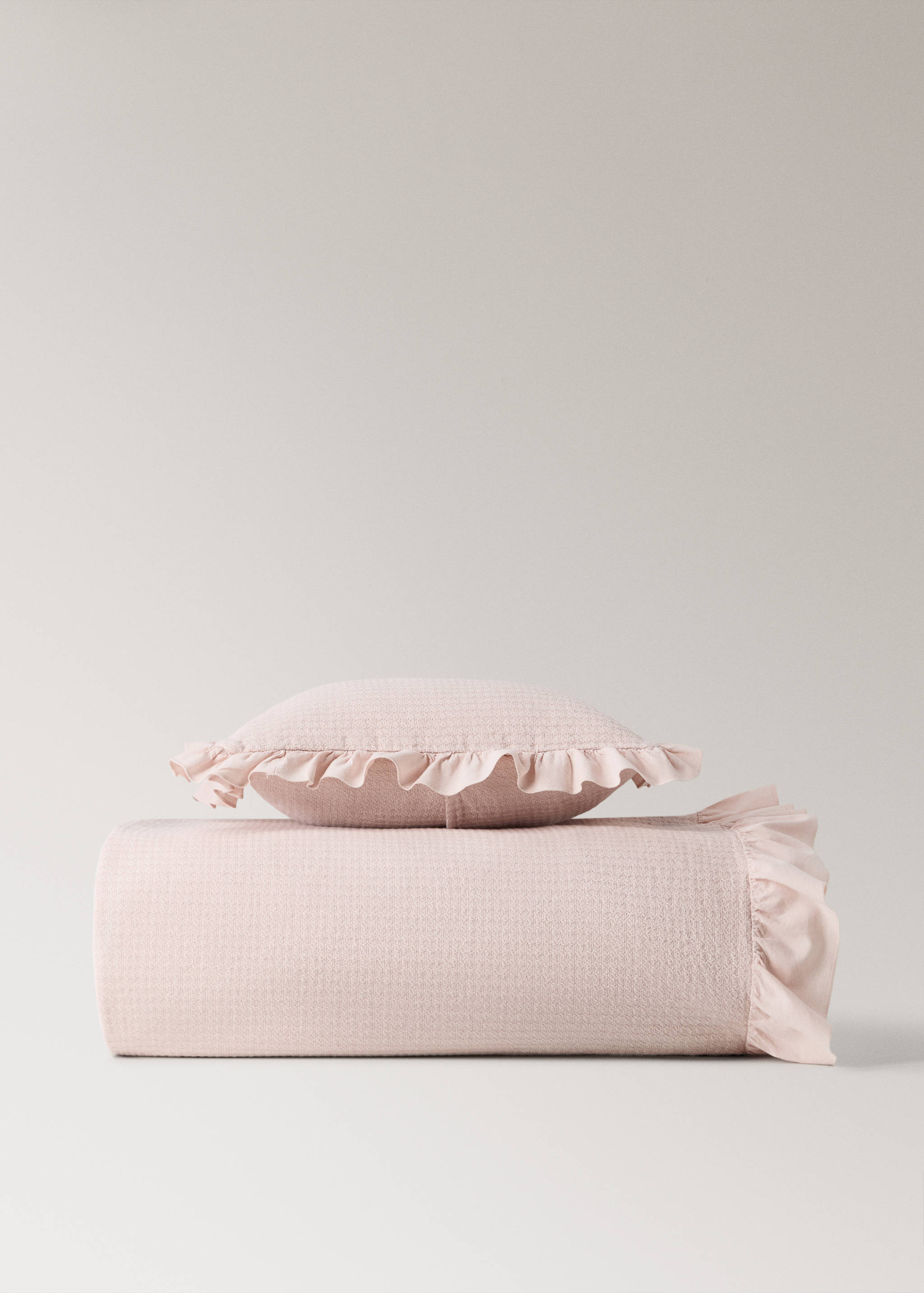 Mini cot cushion cover cotton jacquard ruffle 30x40 cm - Details of the article 5