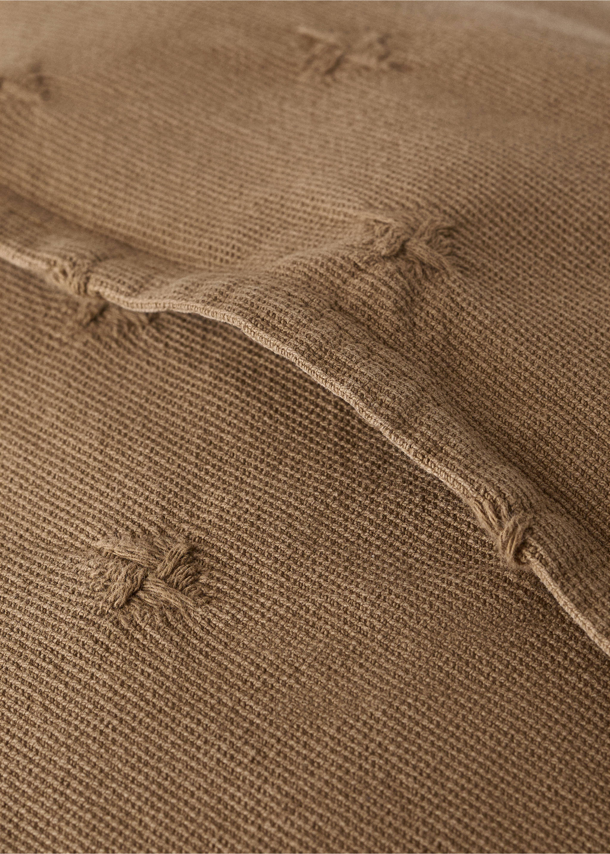 Children’s cotton jacquard cushion cover 40x40 cm - Details of the article 2, Khaki. Ref: 37081490-00.
