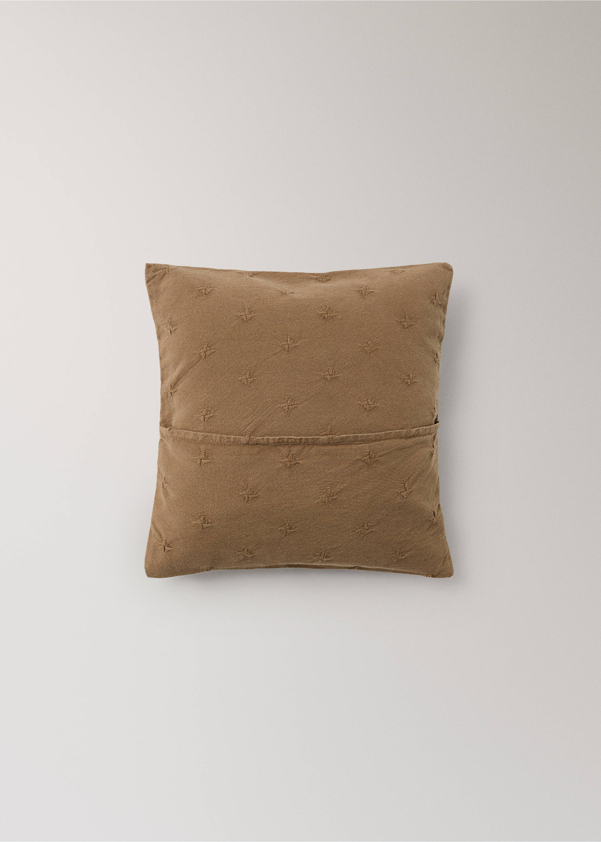 Children’s cotton jacquard cushion cover 40x40 cm - Details of the article 4, Khaki. Ref: 37081490-00.