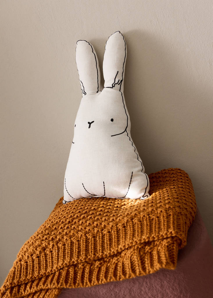 Linen and cotton bunny cushion — Sand