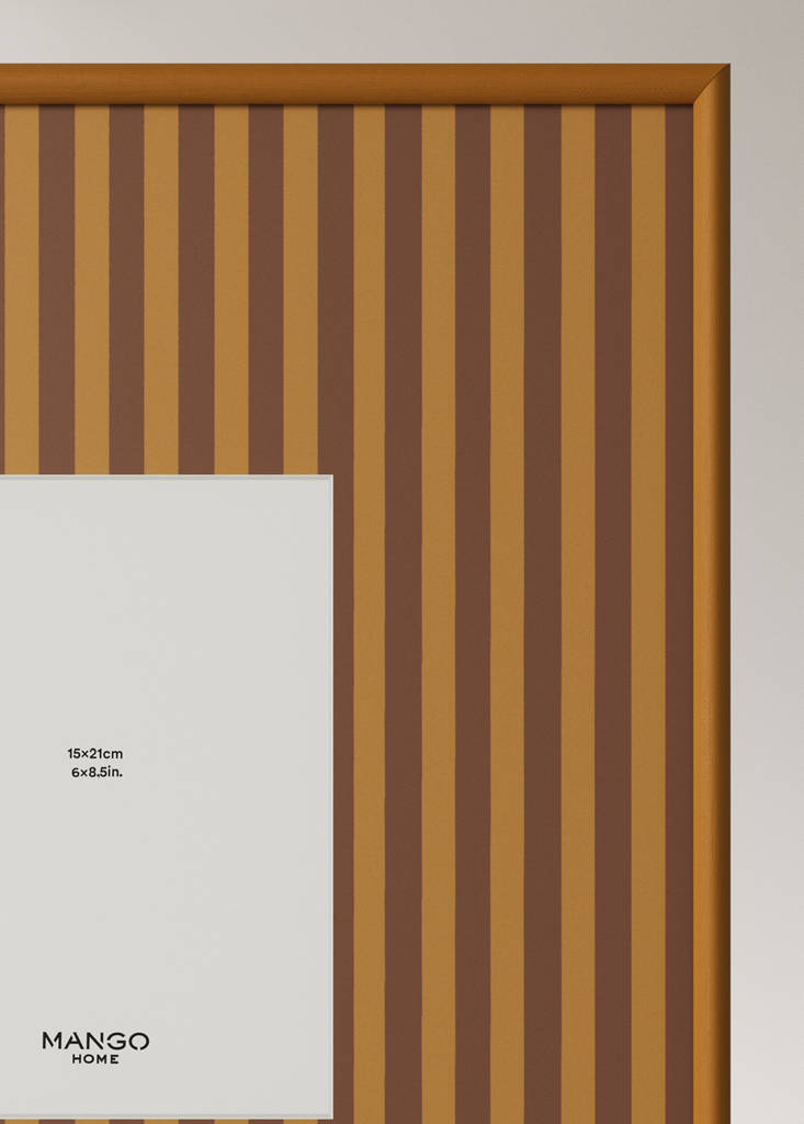 Large striped wooden photo frame — Ochre