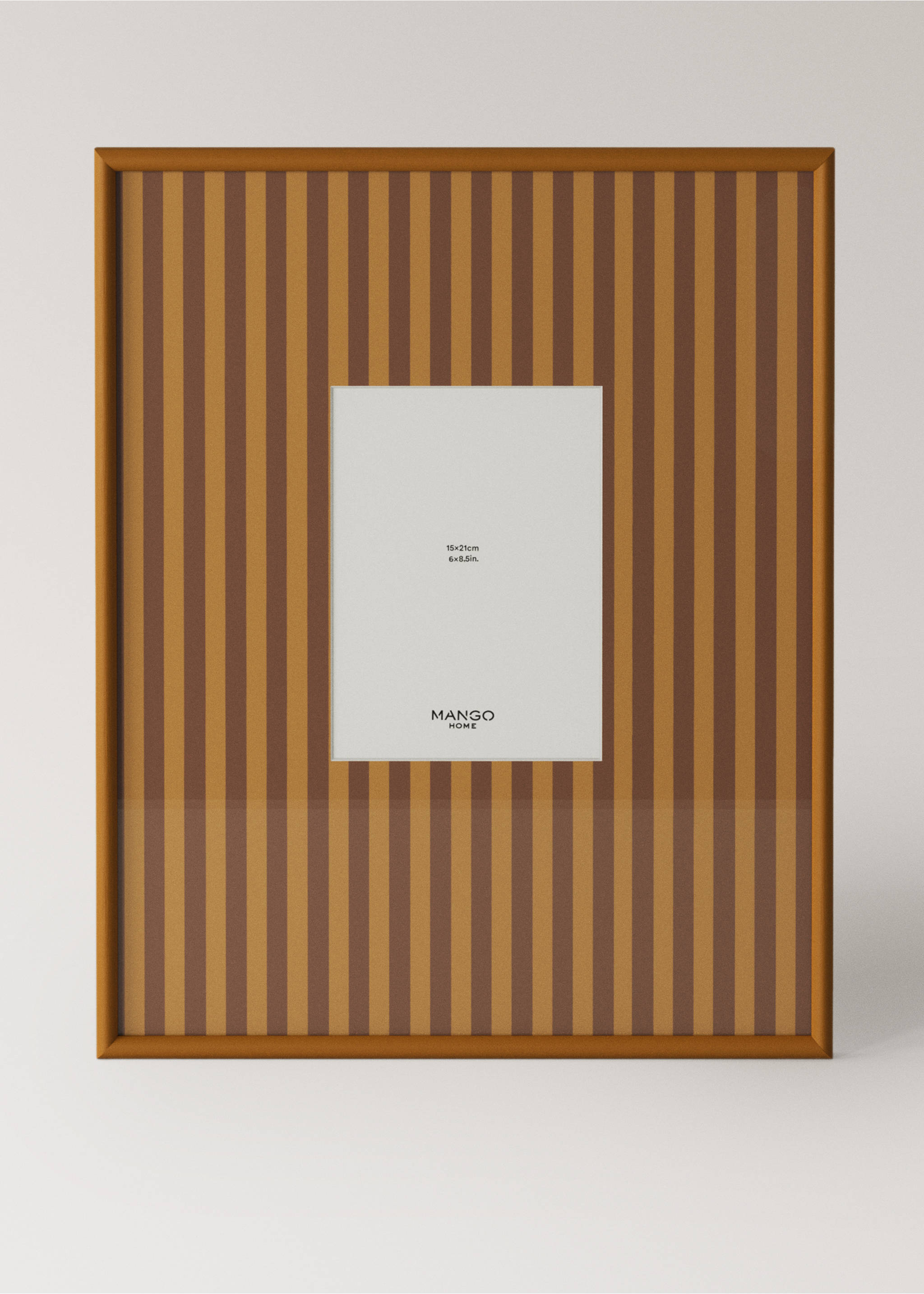 Large striped wooden frame - Article without model, Ochre. Ref: 37081494-00.