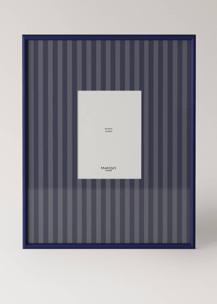 Large striped wooden photo frame — Blue