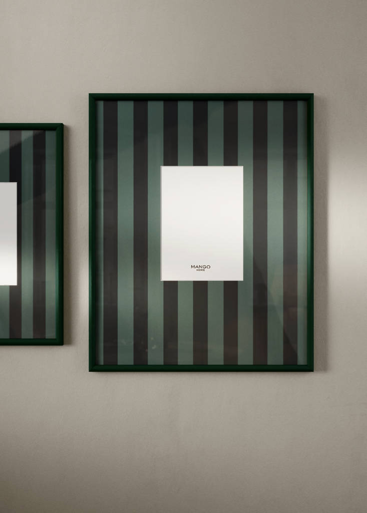 Large striped wooden photo frame — Petrol Blue