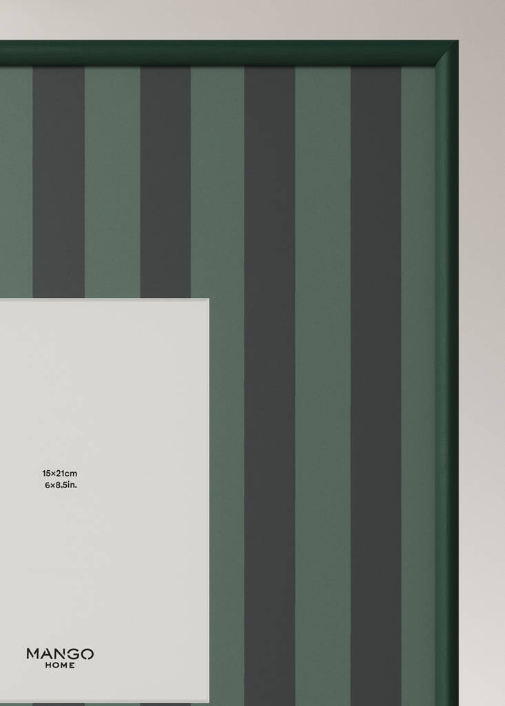 Large striped wooden photo frame — Petrol Blue