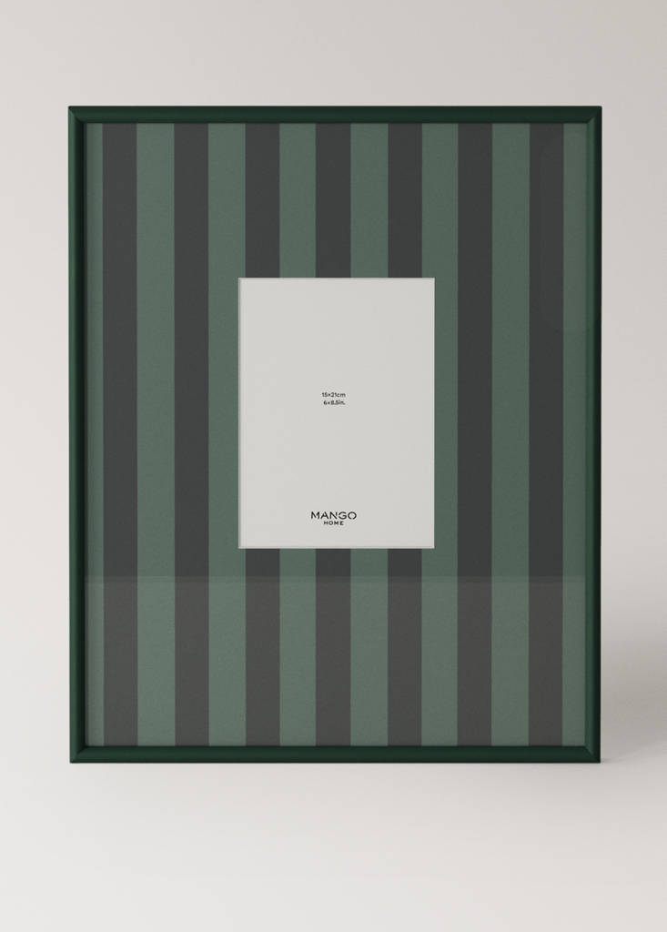 Large striped wooden photo frame — Petrol Blue
