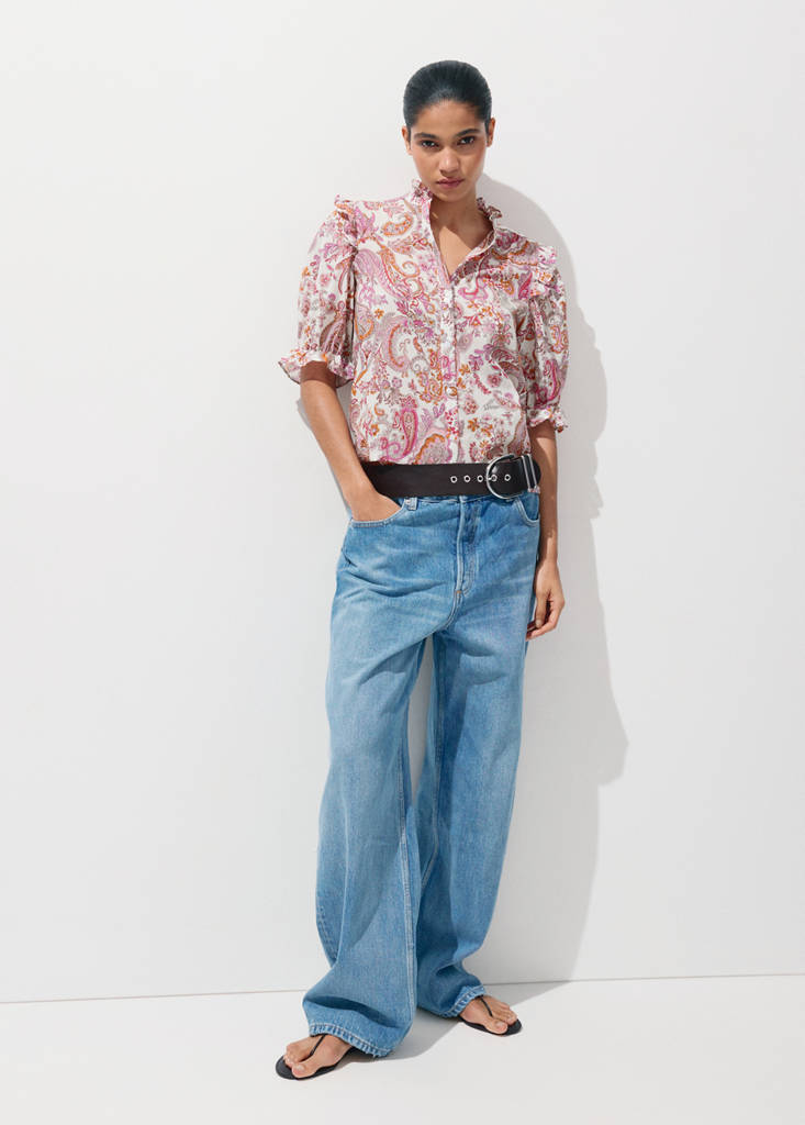 Paisley print ruffle blouse — Off White