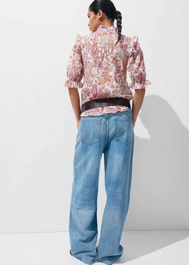 Paisley print ruffle blouse — Off White