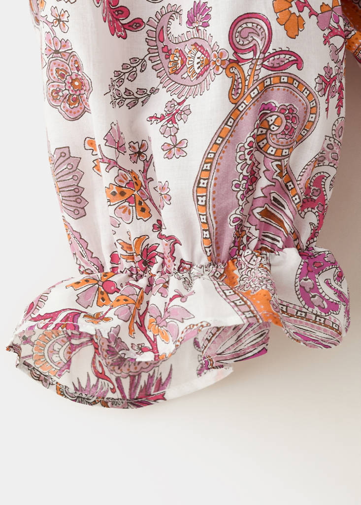 Paisley print ruffle blouse — Off White