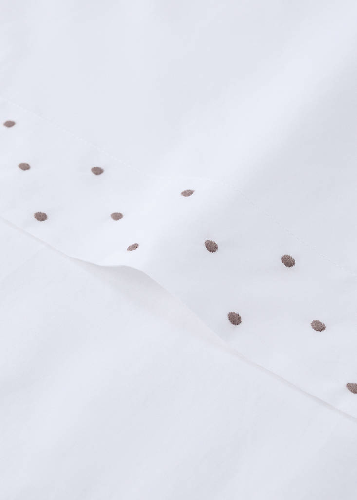 Top sheet for cot, 100% cotton, polka dots — Medium Brown