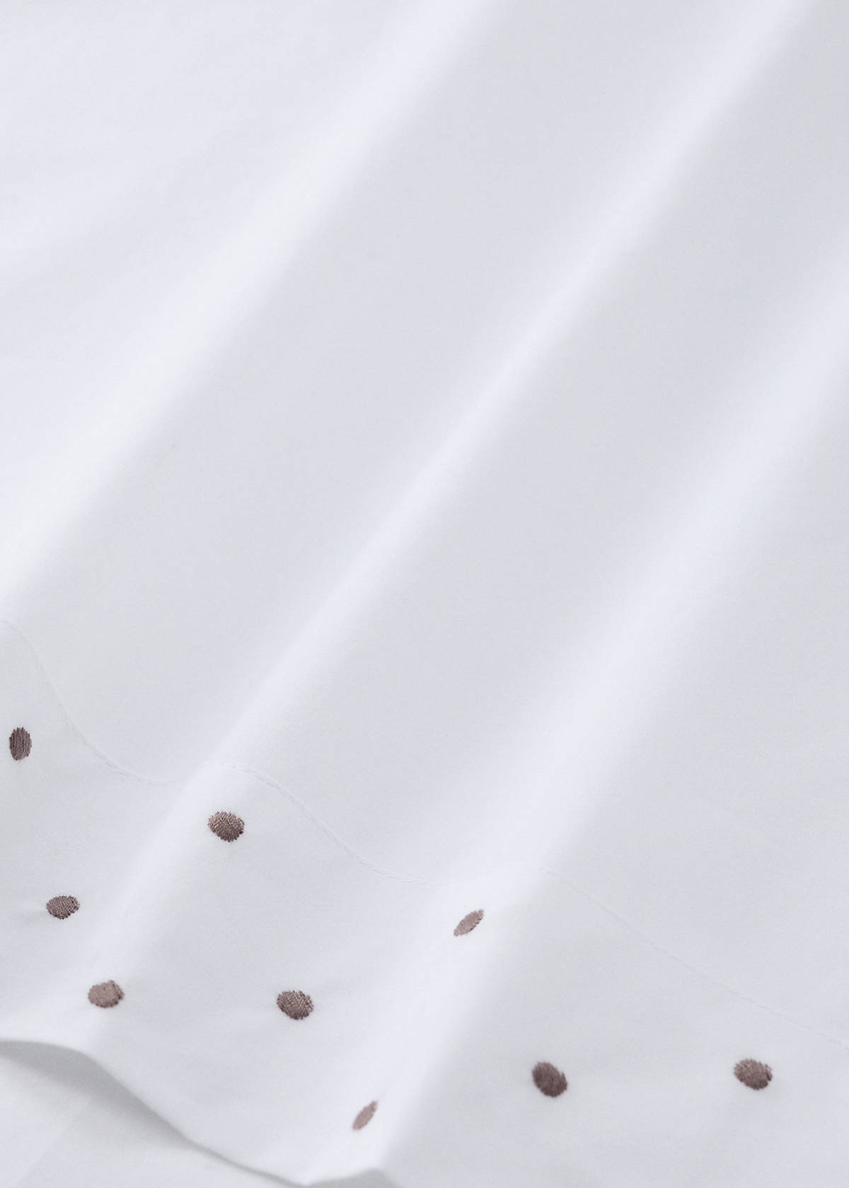 Top sheet for cot, 100% cotton, polka dots — Medium Brown