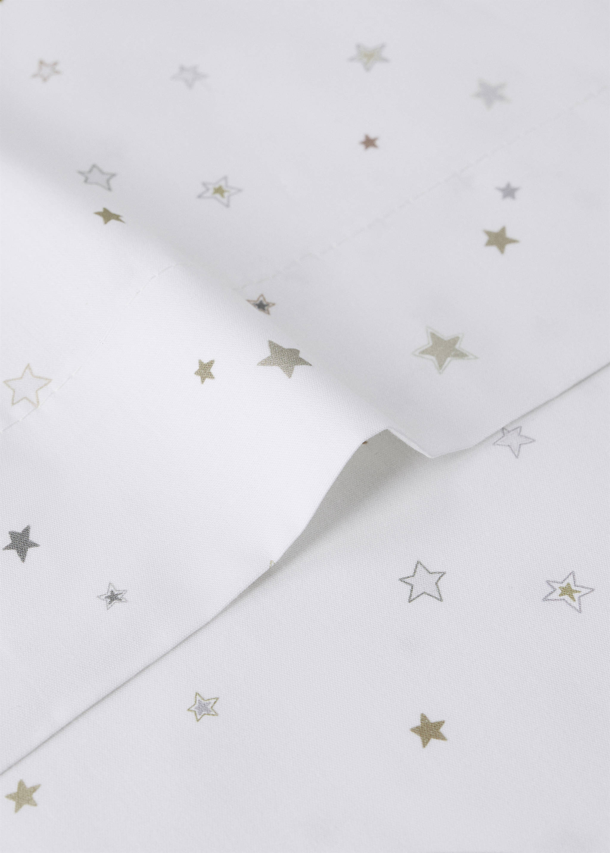 Reversible star print cotton mini cot bumper and pillow set - Details of the article 1