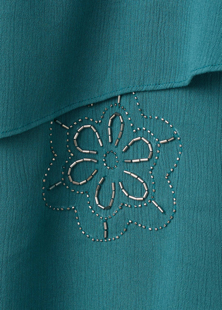 Ruffle dress with beads — Petrol Blue
