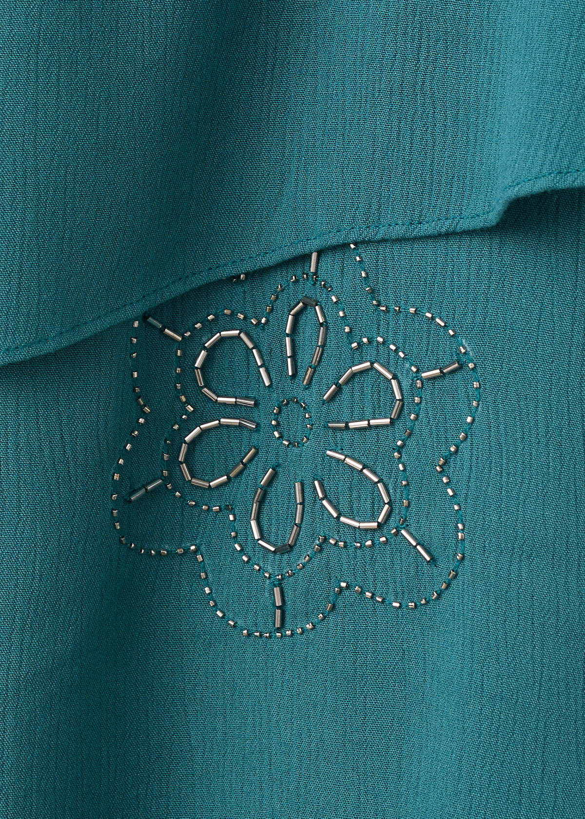 Ruffle dress with beads — Petrol Blue