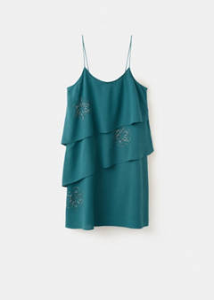 Ruffle dress with beads — Petrol Blue 3