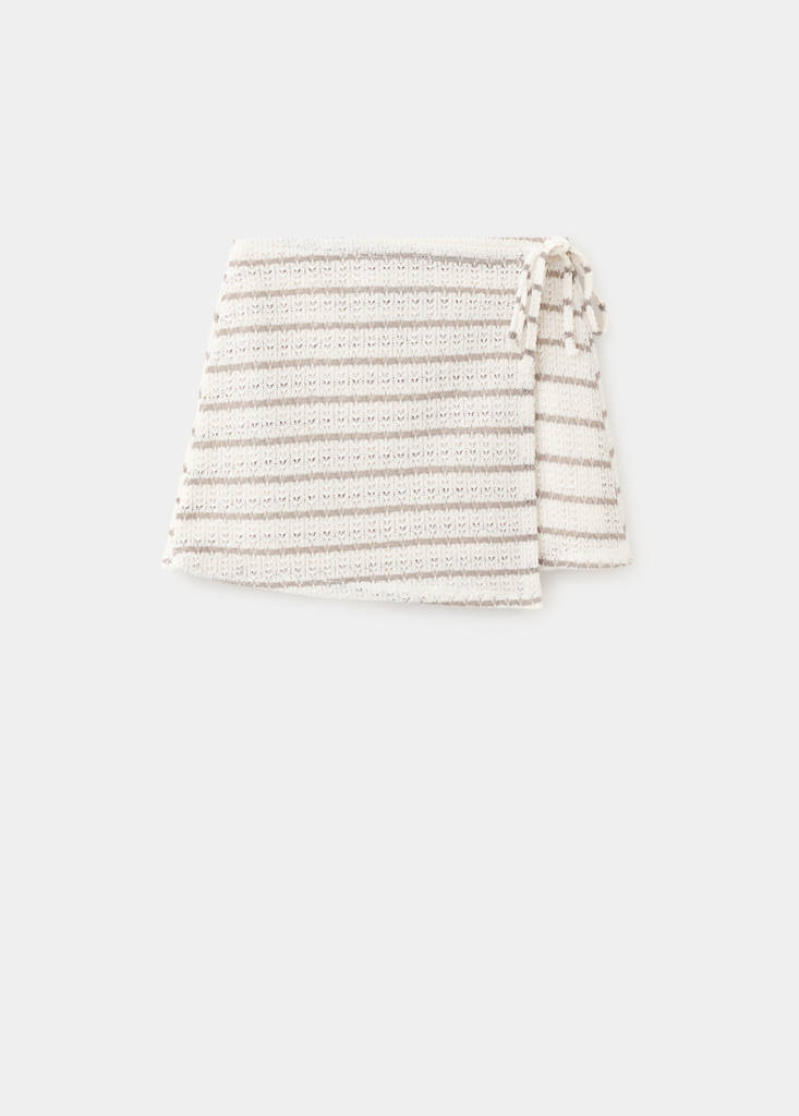 Szydełkowa minispódniczka wiązana z boku kremowy / écru - Teen - XS - MANGO TEEN