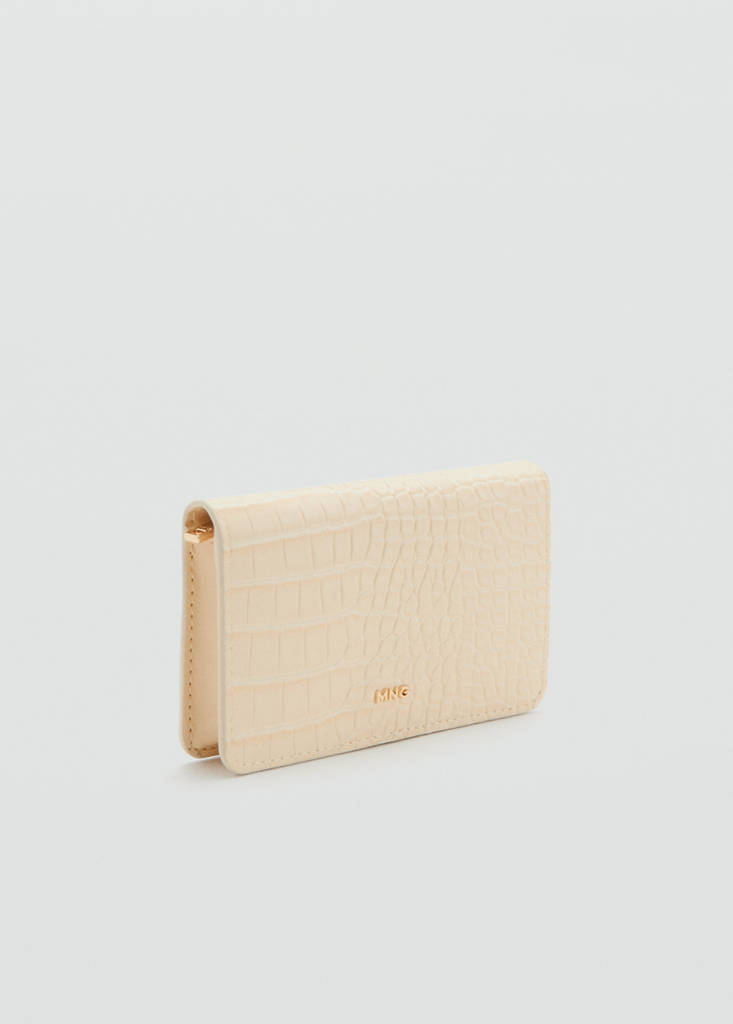Medium wallet with croc effect — Ecru