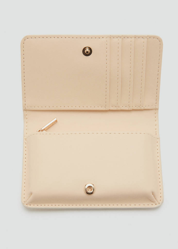 Medium wallet with croc effect — Ecru