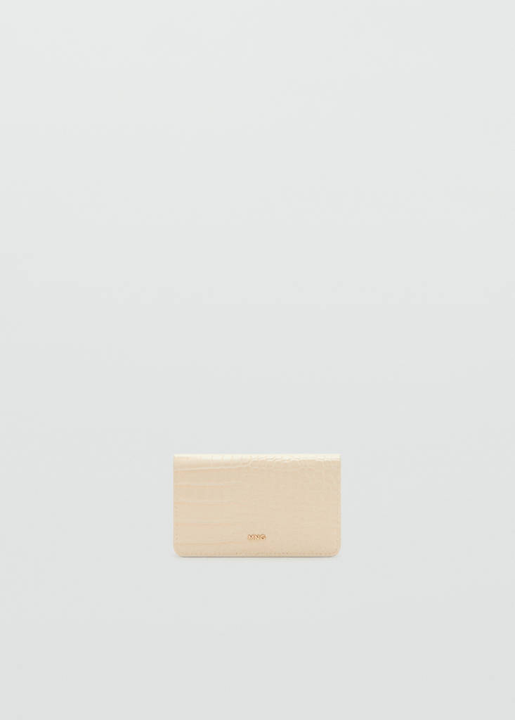 Medium wallet with croc effect — Ecru
