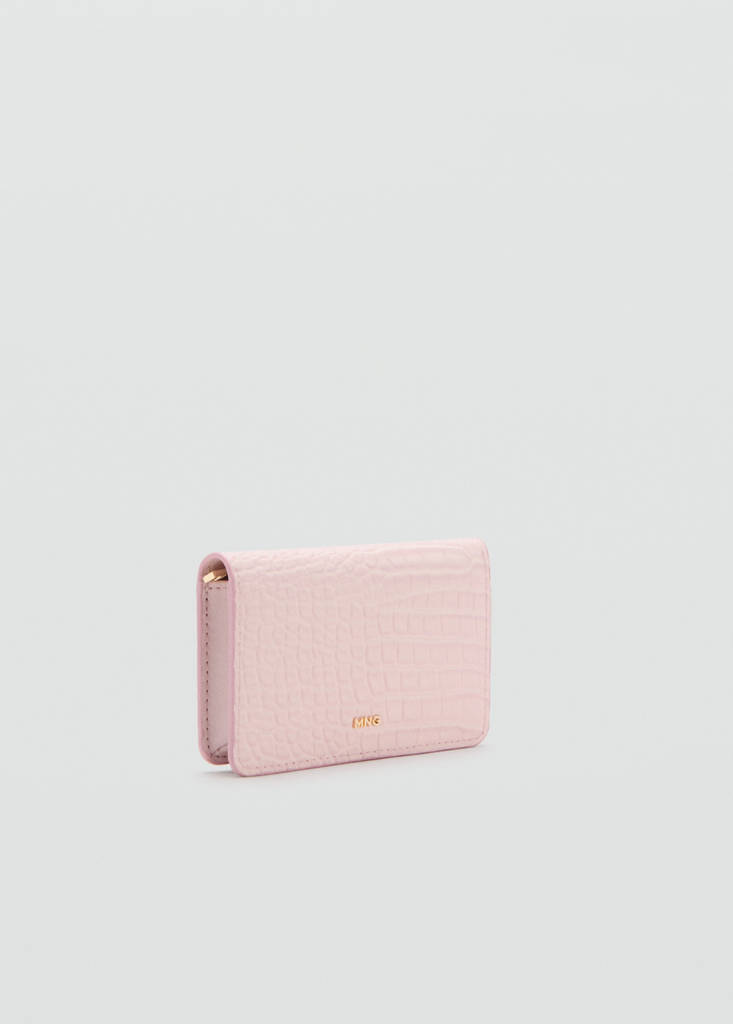 Medium wallet with croc effect — Light Pink