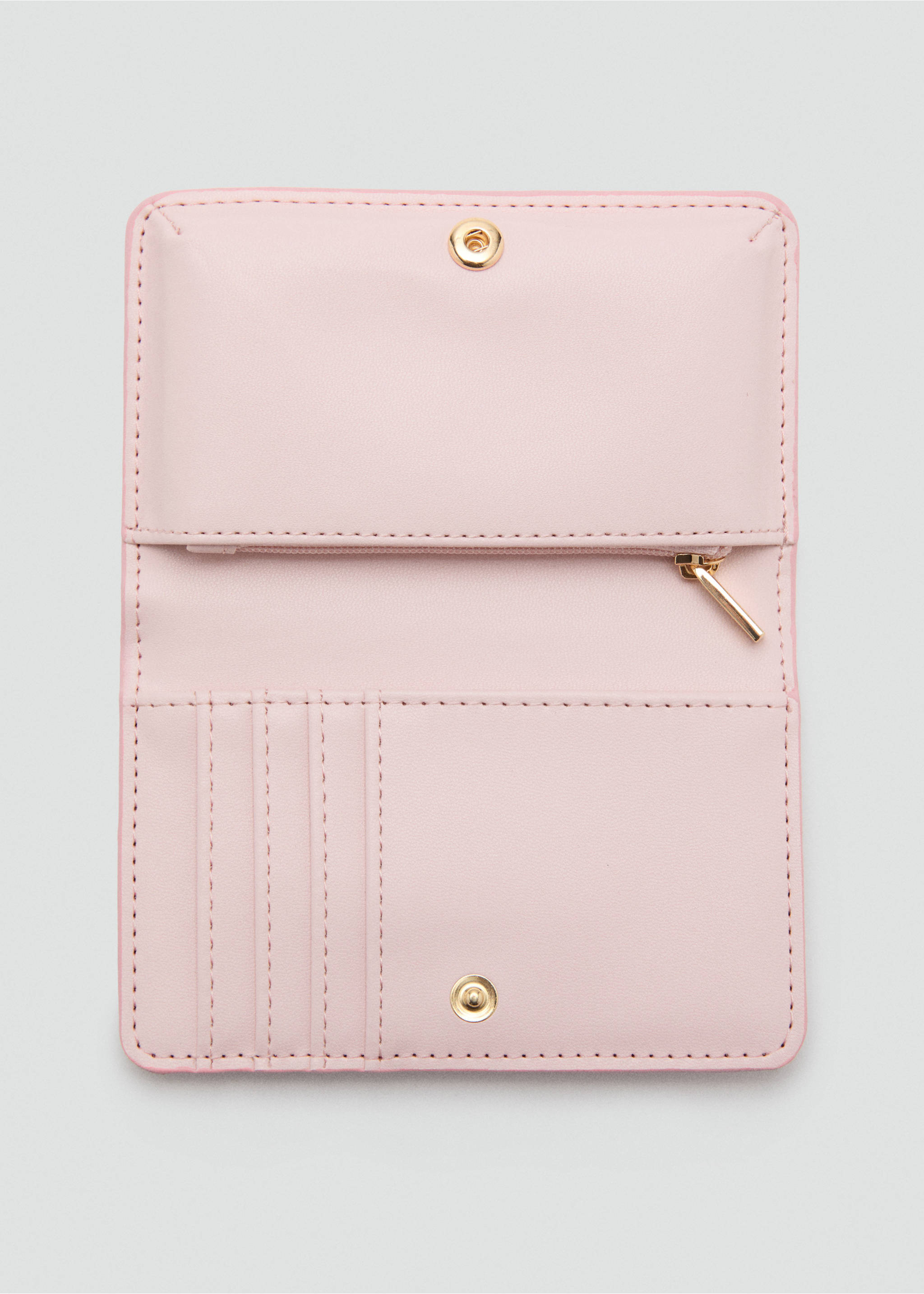 Medium wallet with croc effect - Details of the article 1, Light Pink. Ref: 37081510-00.