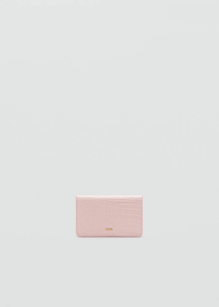 Medium wallet with croc effect — Light Pink