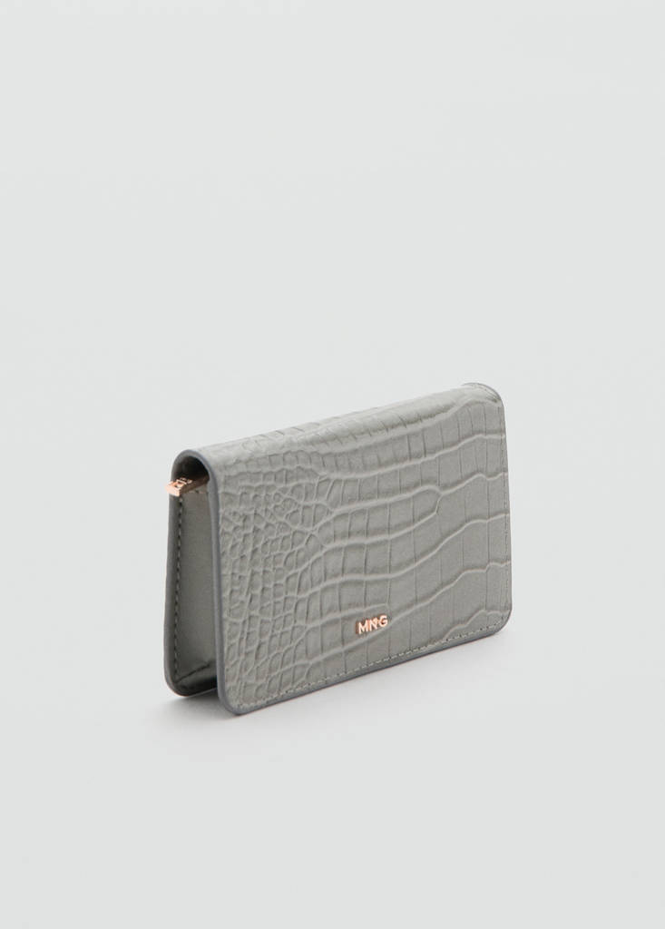 Medium wallet with croc effect — Grey