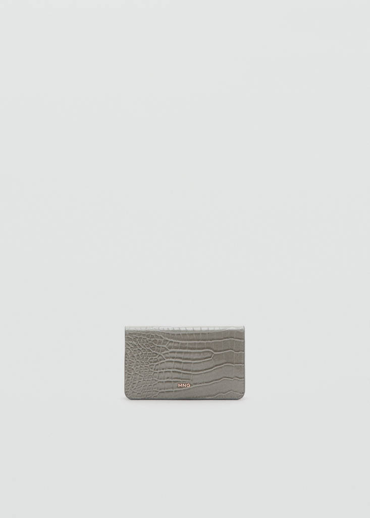 Medium wallet with croc effect — Grey