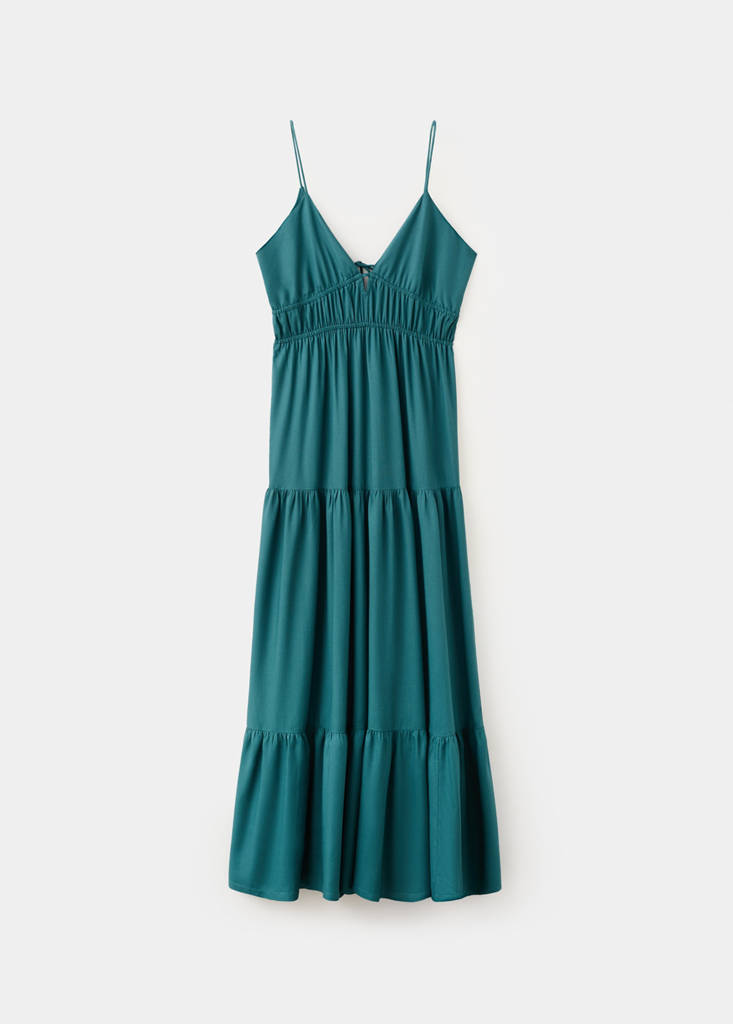Flowy paneled dress — Petrol Blue