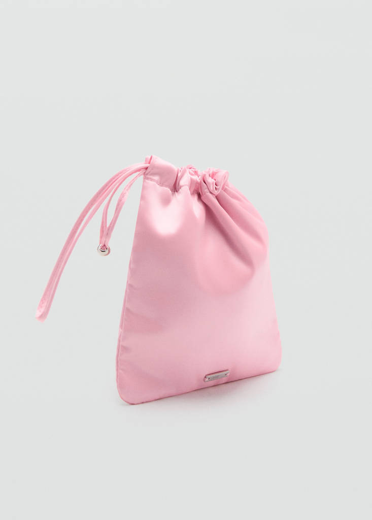 Ruched satin pouch — Pink