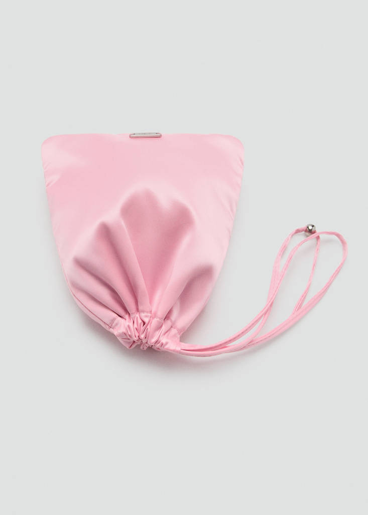 Ruched satin pouch — Pink