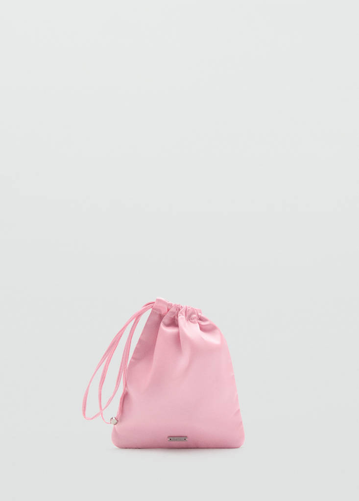 Ruched satin pouch — Pink