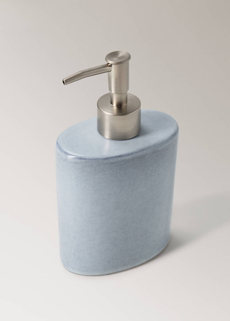Oval ceramic soap dispenser — Sky Blue