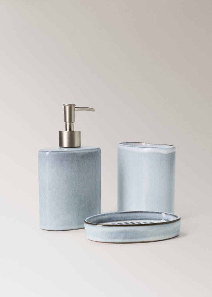Oval ceramic soap dispenser — Sky Blue