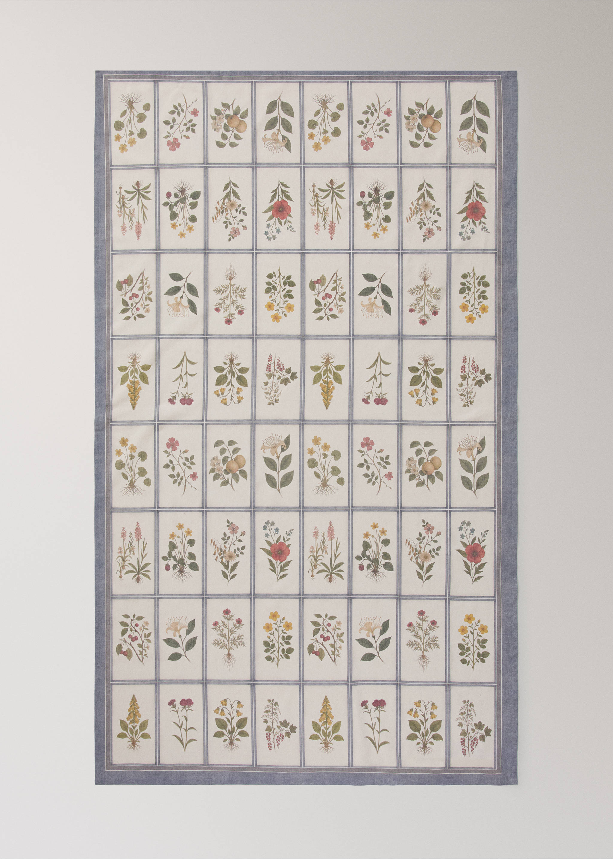 Herbarium print cotton tablecloth for 6 to 8 guests - Details of the article 3, Light/Pastel Brown. Ref: 37081517-00.