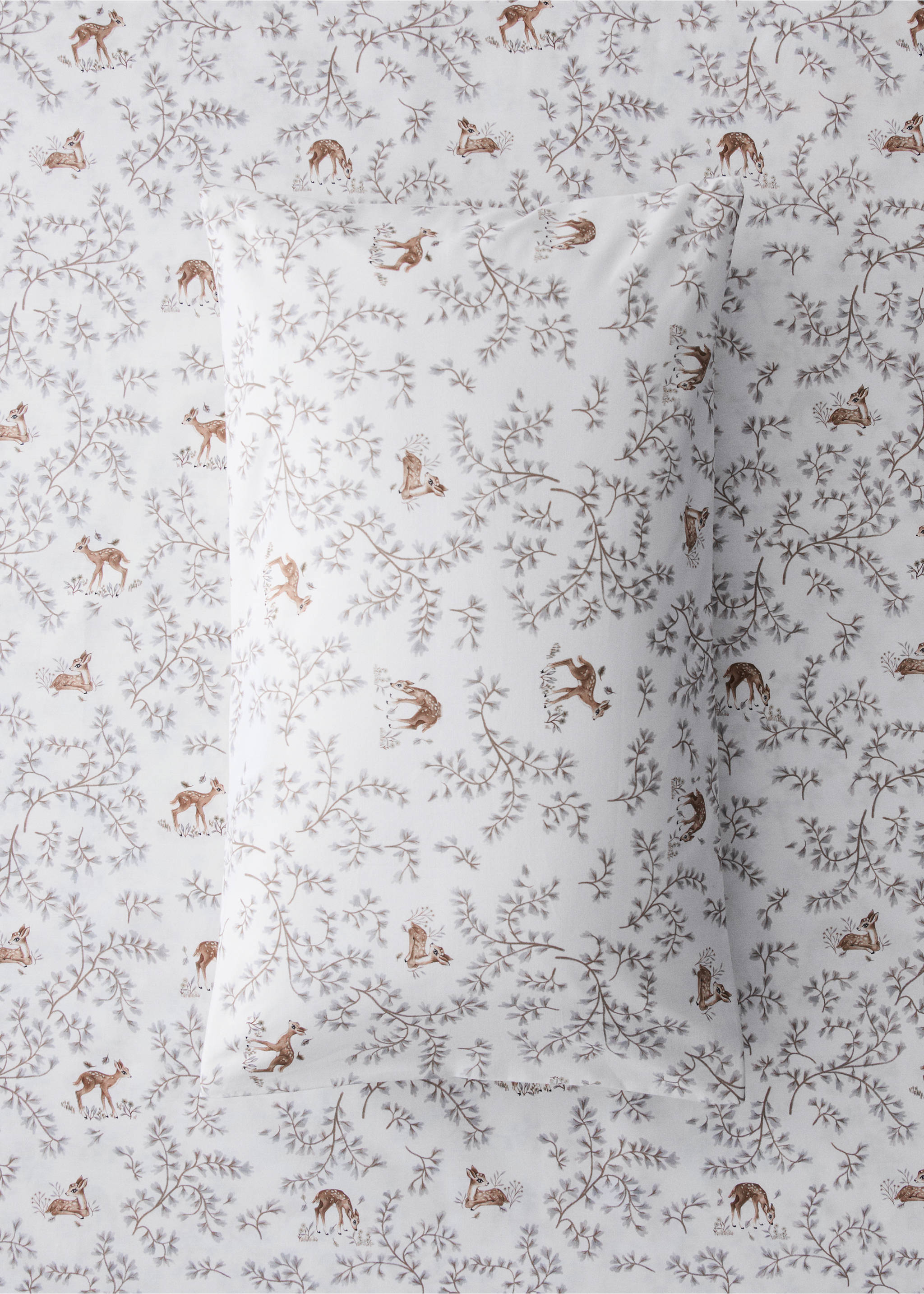Cot pillowcase 100% cotton percale - General plane, Grey. Ref: 37081522-00.