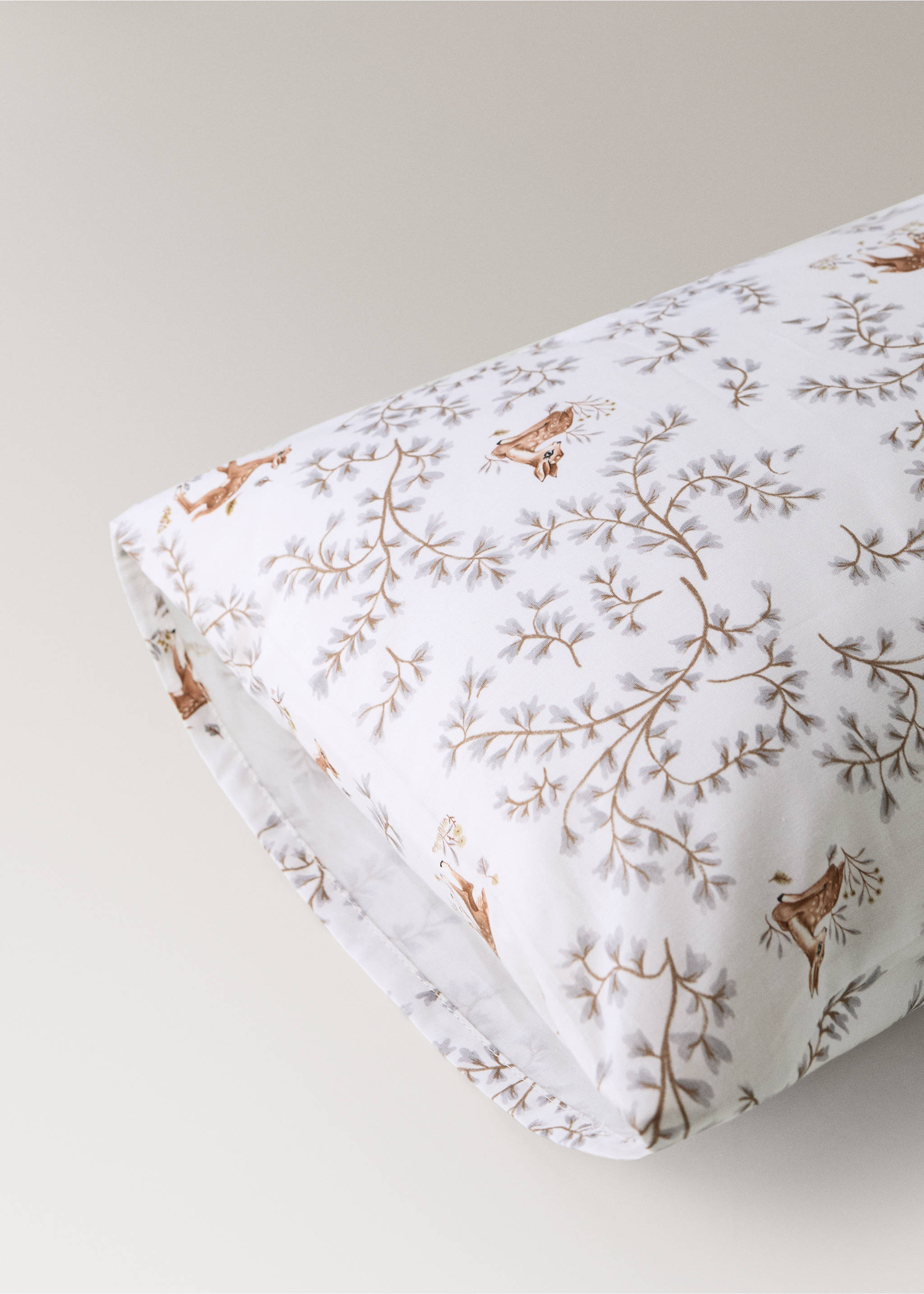 Cot pillowcase 100% cotton percale - Details of the article 1, Grey. Ref: 37081522-00.