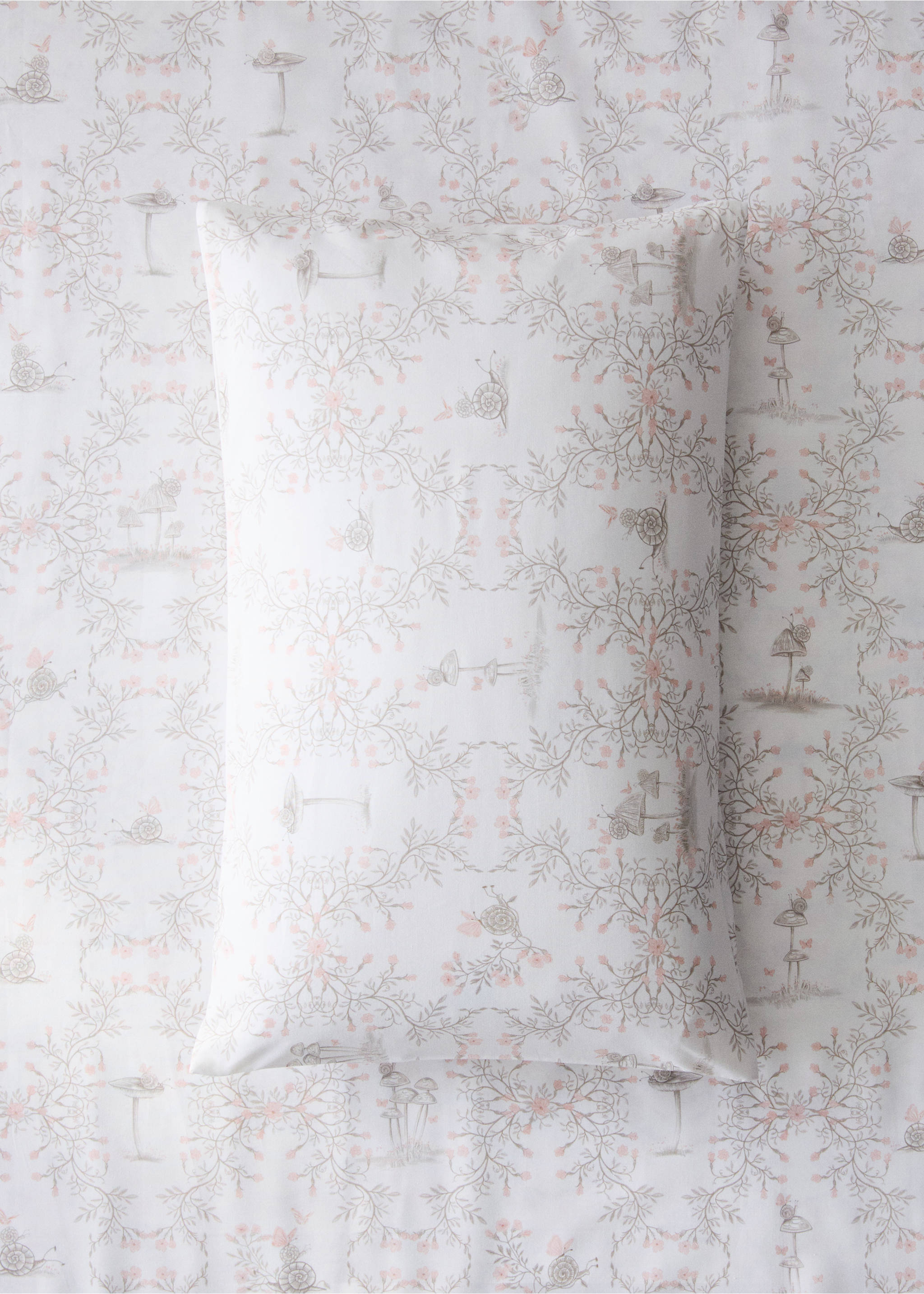 Cotton percale cot pillowcase - General plane, Nude. Ref: 37081523-00.