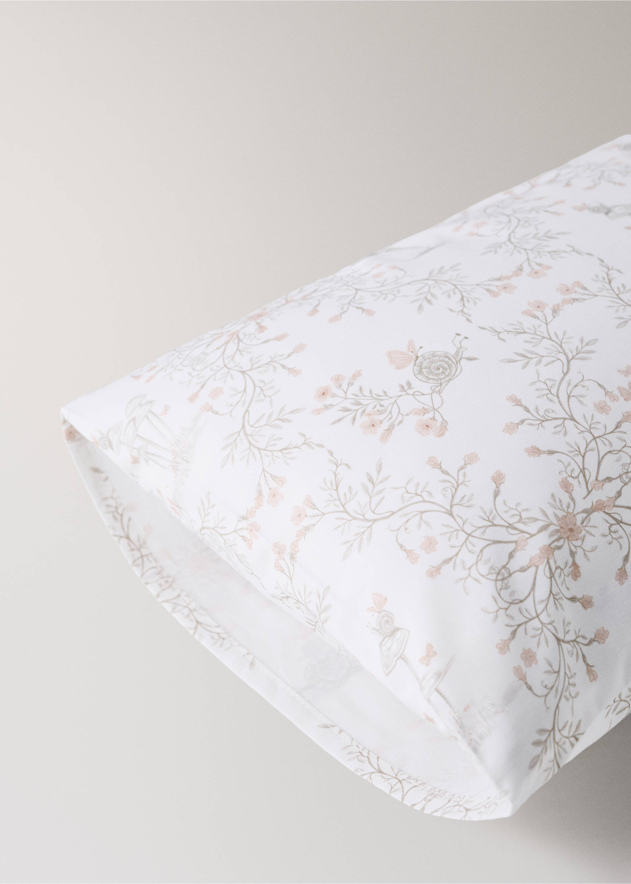 Cotton percale cot pillowcase - Details of the article 1, Nude. Ref: 37081523-00.