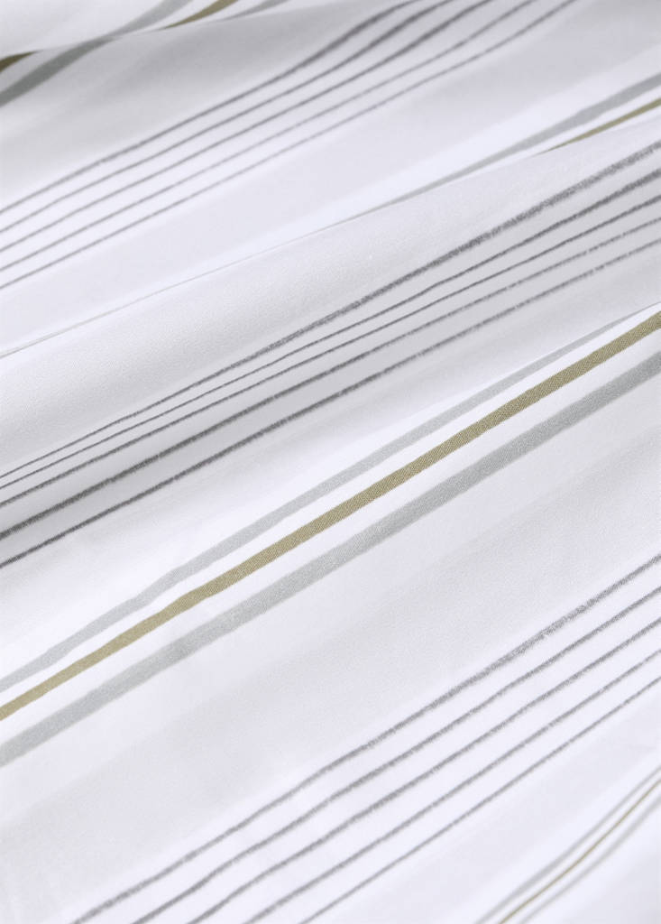 Printed striped percale cotton cot fitted sheet — Grey