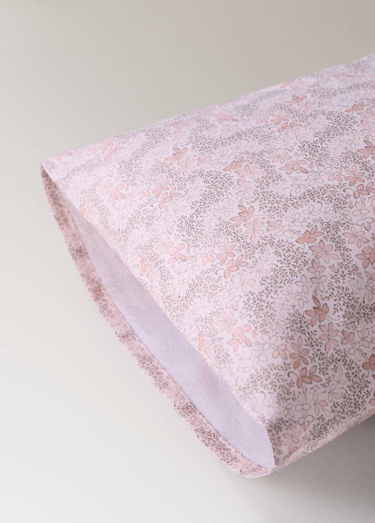 Floral printed children’s pillowcase 35x50 cm — Nude