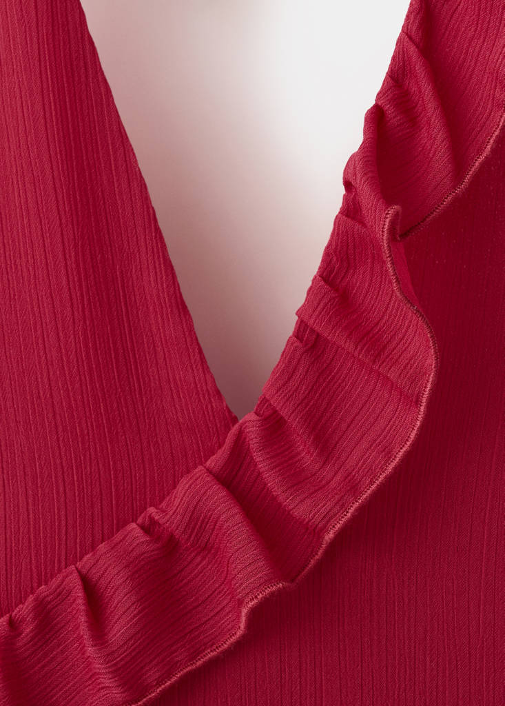 Halter dress with ruffles — Red