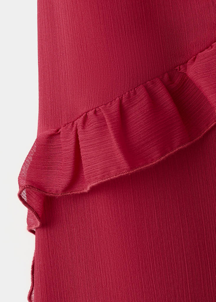 Halter dress with ruffles — Red