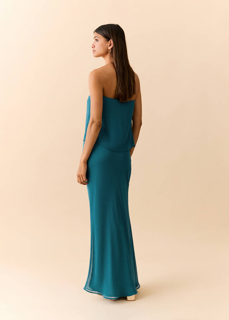 Textured long skirt — Petrol Blue
